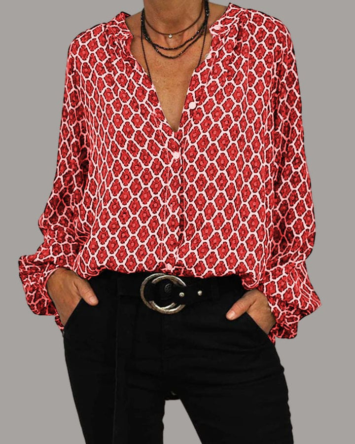 Ontspannen V-hals midi-shirt