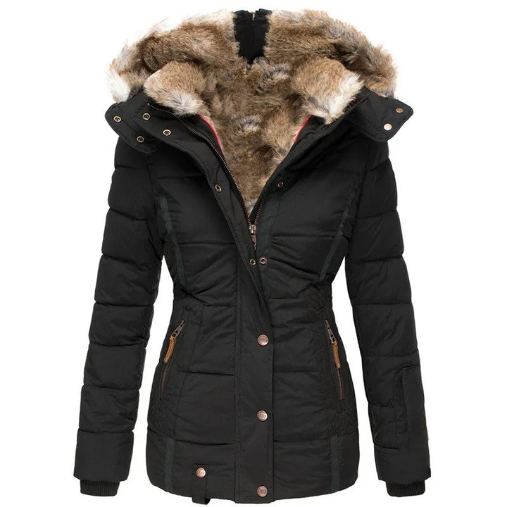 Knusse winterjas met bontvoering
