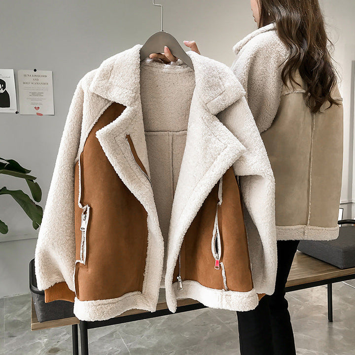 Stijlvolle Faux Shearling jas met rits