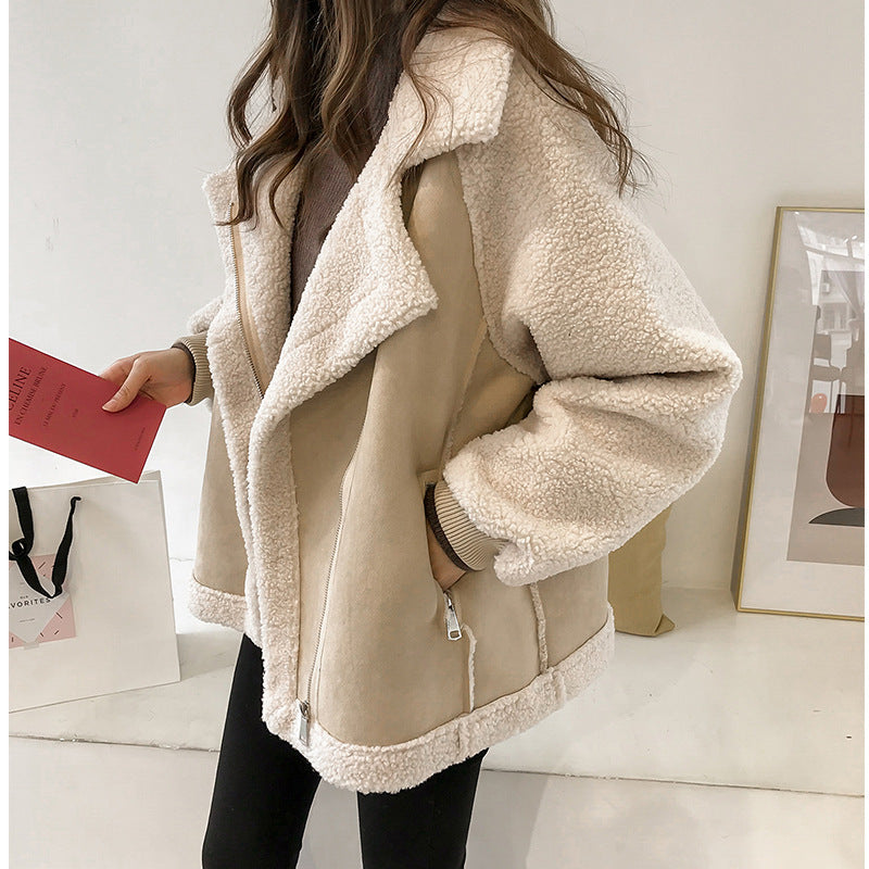 Stijlvolle Faux Shearling jas met rits