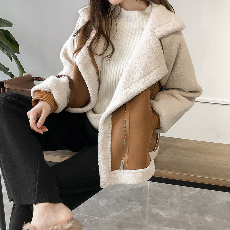 Stijlvolle Faux Shearling jas met rits
