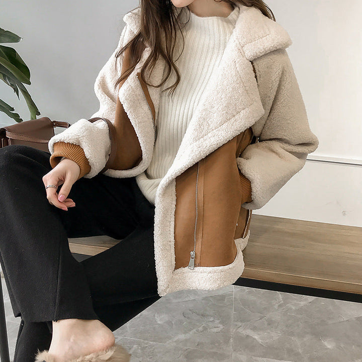 Stijlvolle Faux Shearling jas met rits