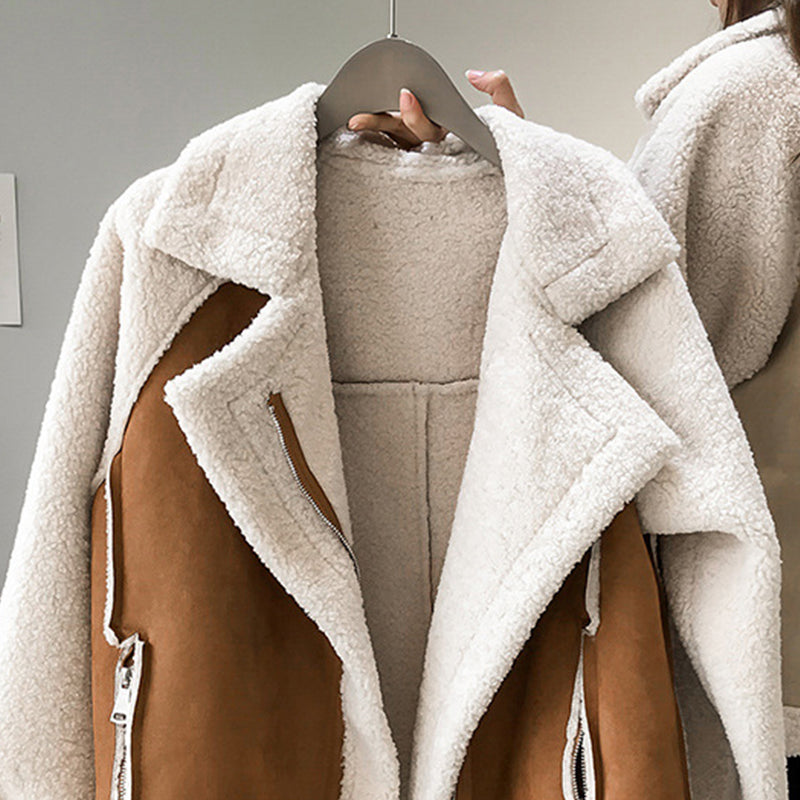 Stijlvolle Faux Shearling jas met rits