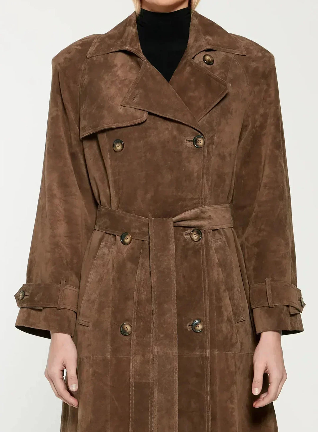 Vintage suède wrap trenchjas
