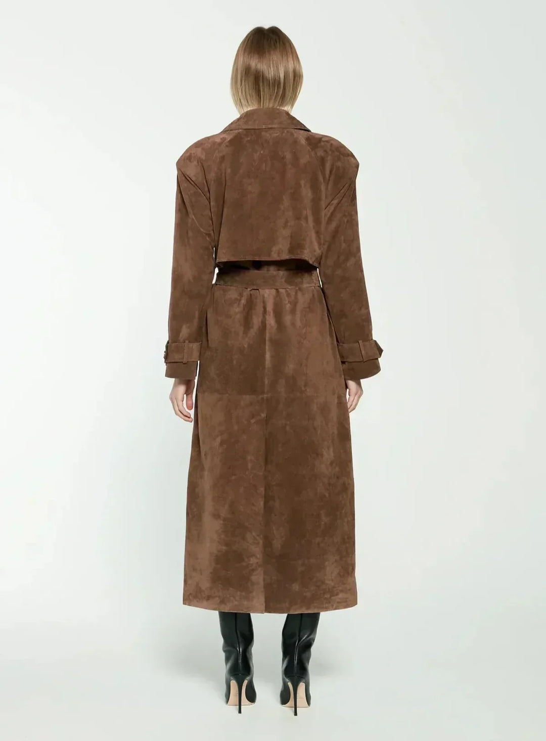 Vintage suède wrap trenchjas