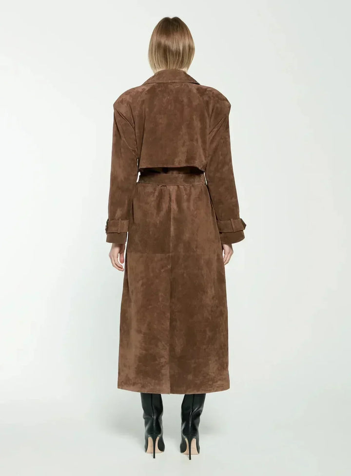 Vintage suède wrap trenchjas