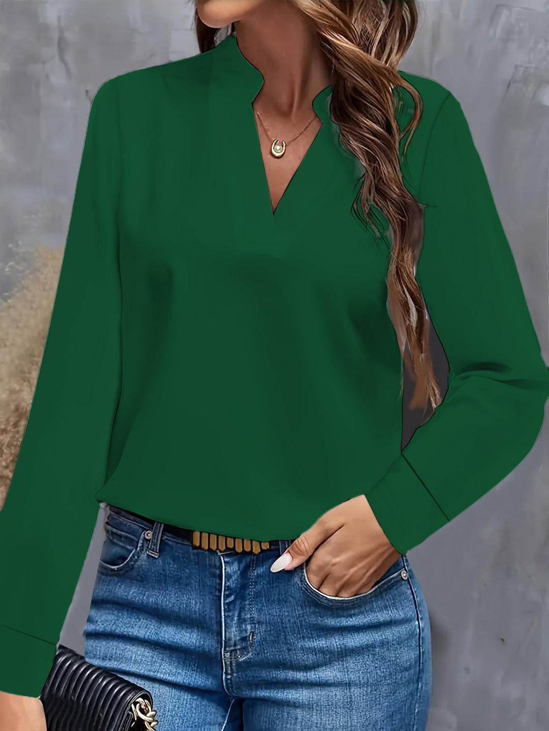 Chique Long-Sleeve V-hals Blouse