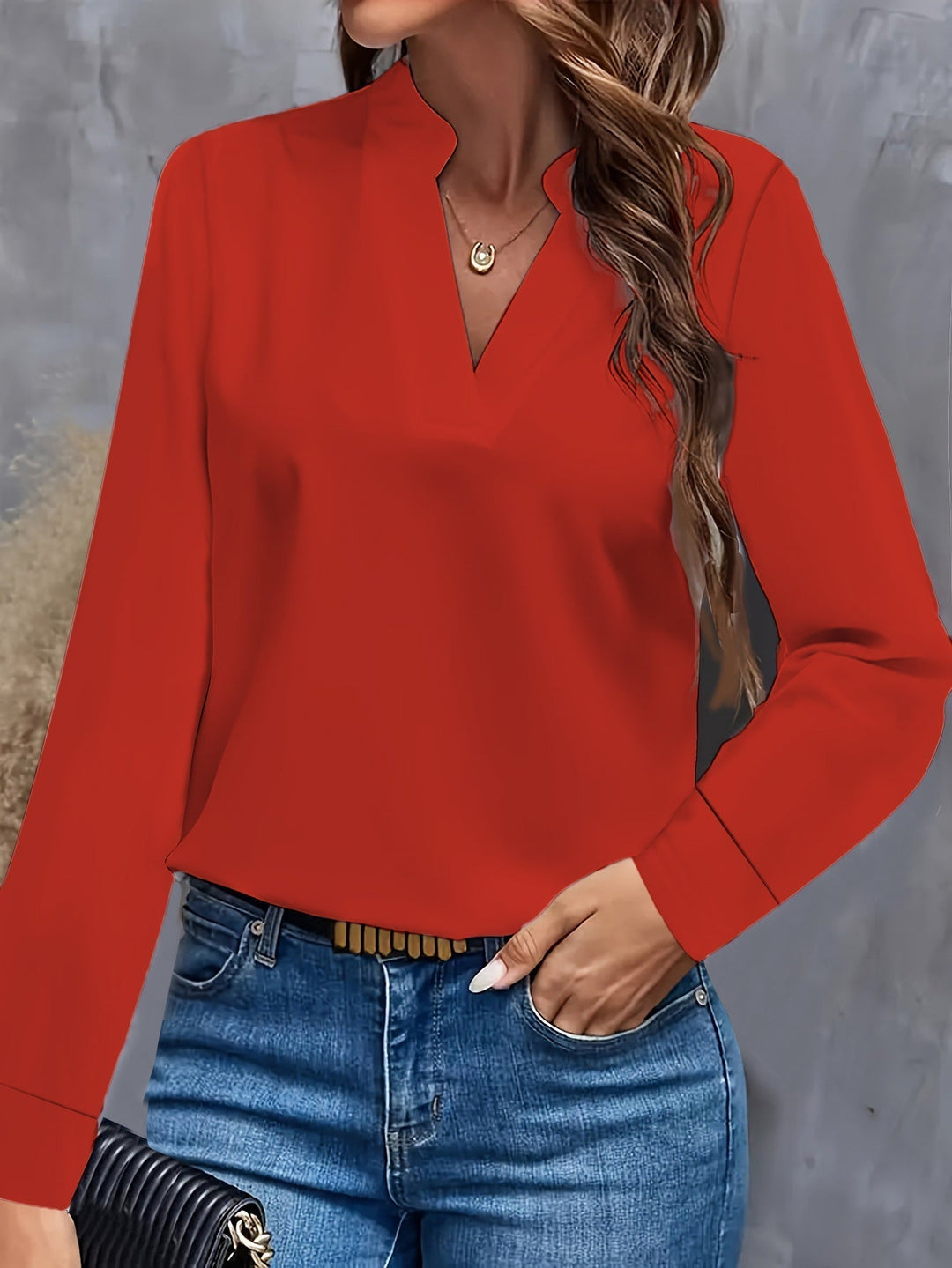 Chique Long-Sleeve V-hals Blouse