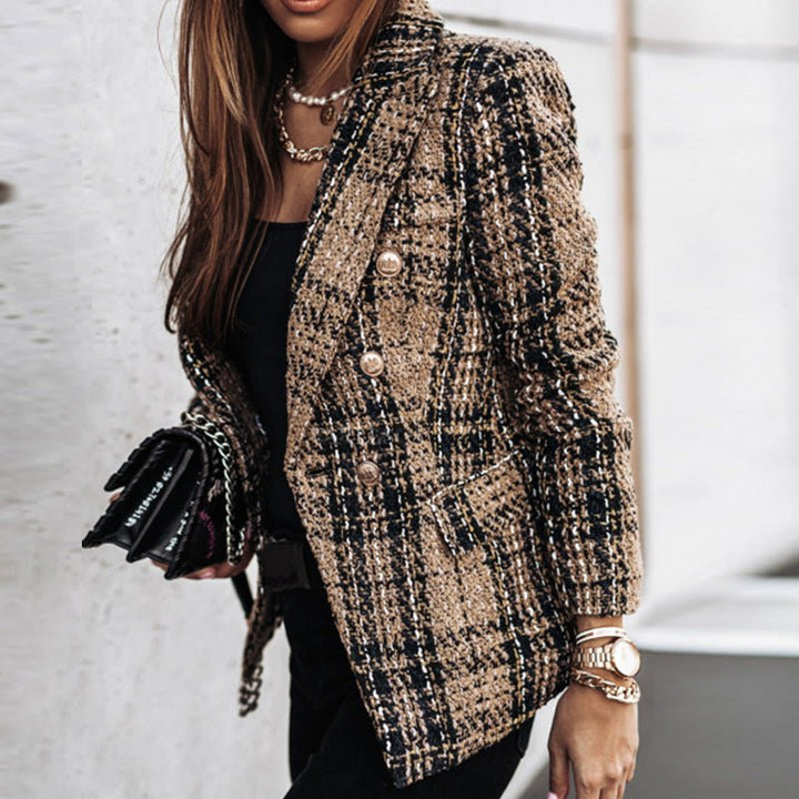 Lichtgewicht geruite blazer jas