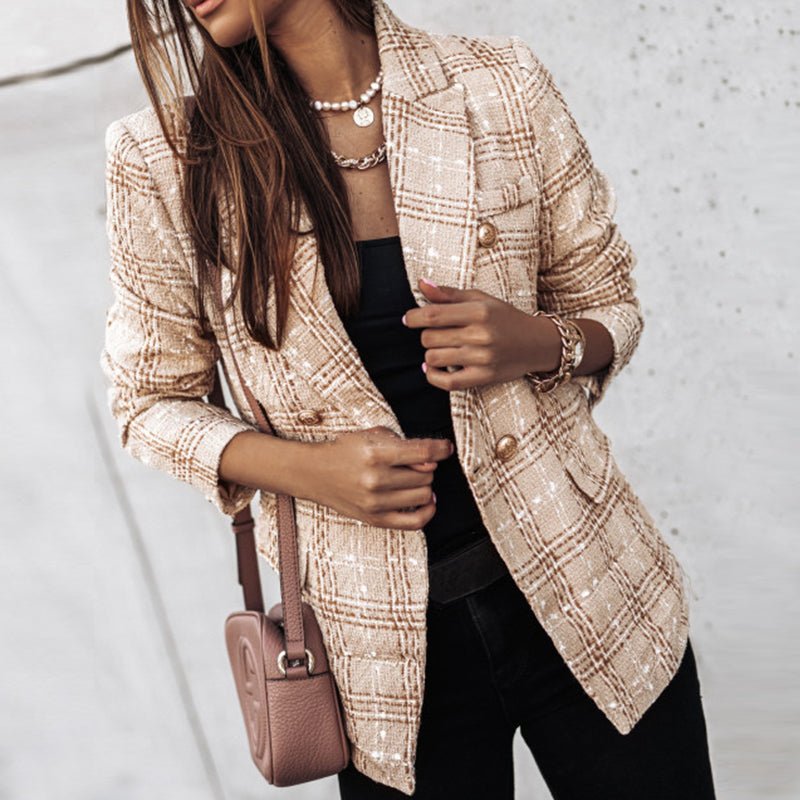 Lichtgewicht geruite blazer jas