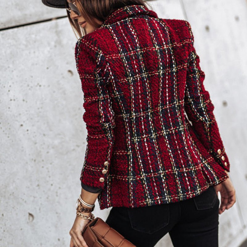 Lichtgewicht geruite blazer jas