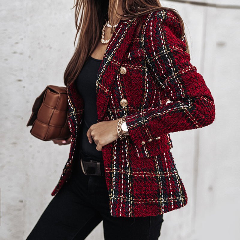 Lichtgewicht geruite blazer jas