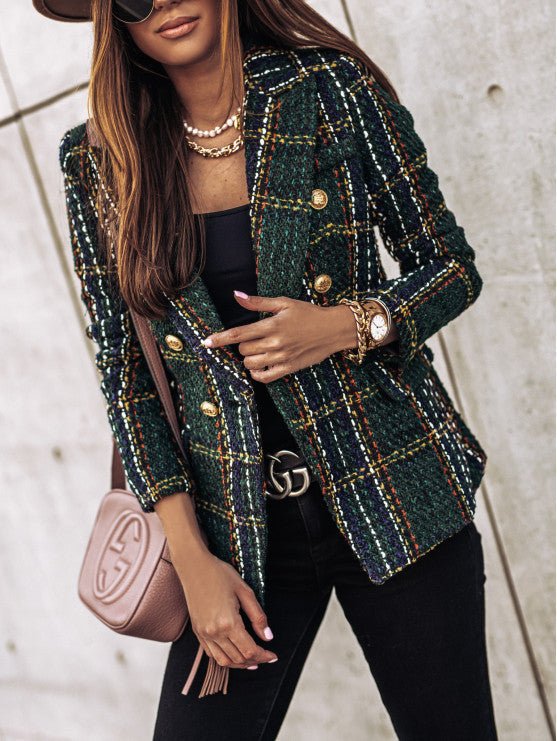 Lichtgewicht geruite blazer jas