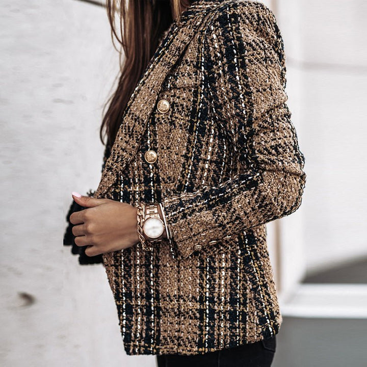 Lichtgewicht geruite blazer jas