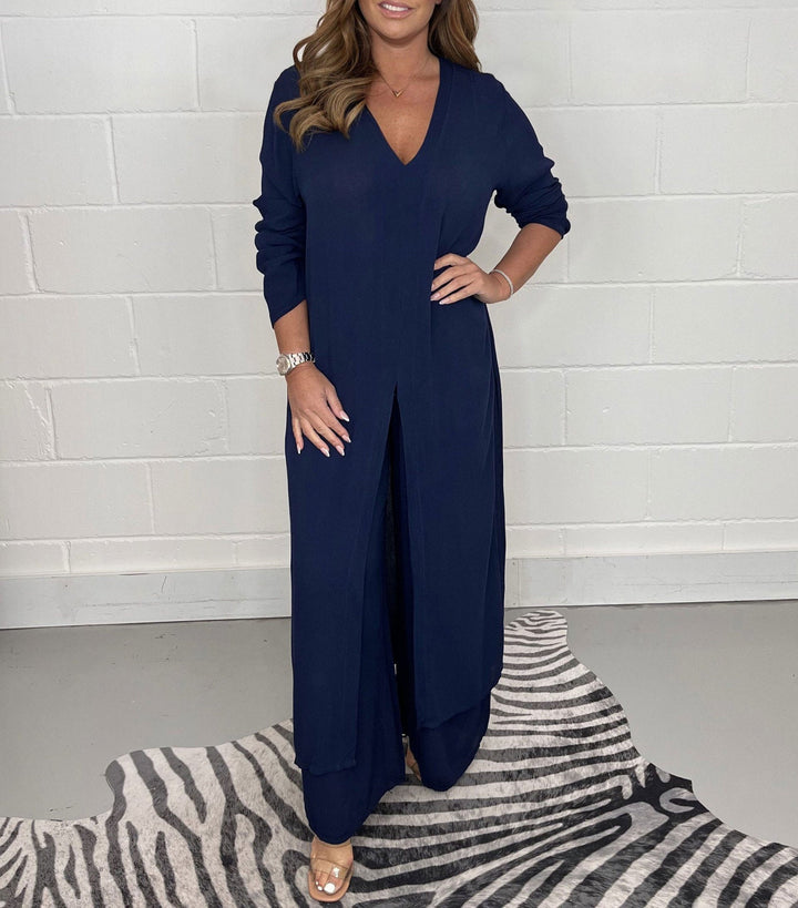 Elegante V-hals Split Luxe Jurk