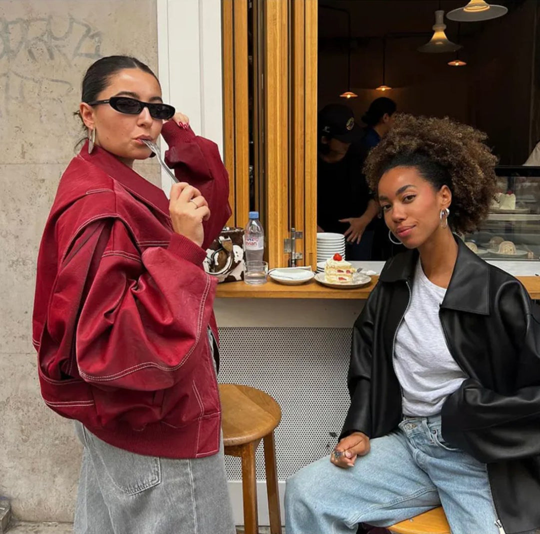 Oversized leren bomberjack