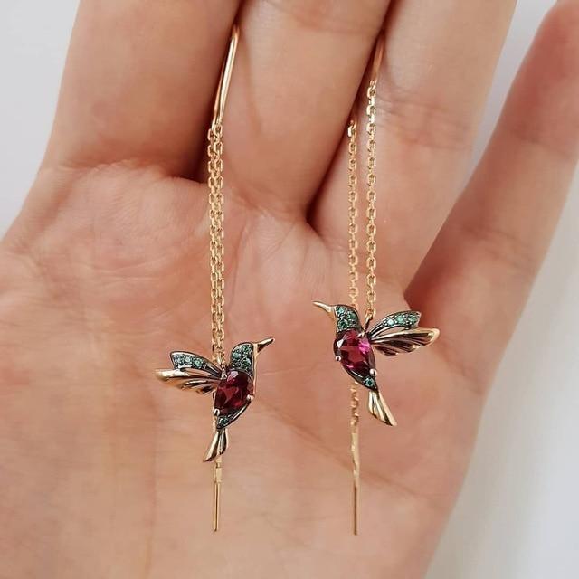 Colibri Emaille & Zirconia Oorbellen