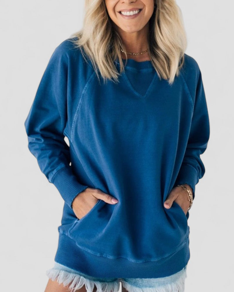 Getextureerde pullover trui met zakken