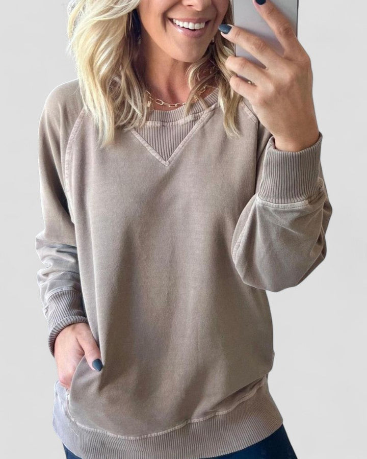 Getextureerde pullover trui met zakken
