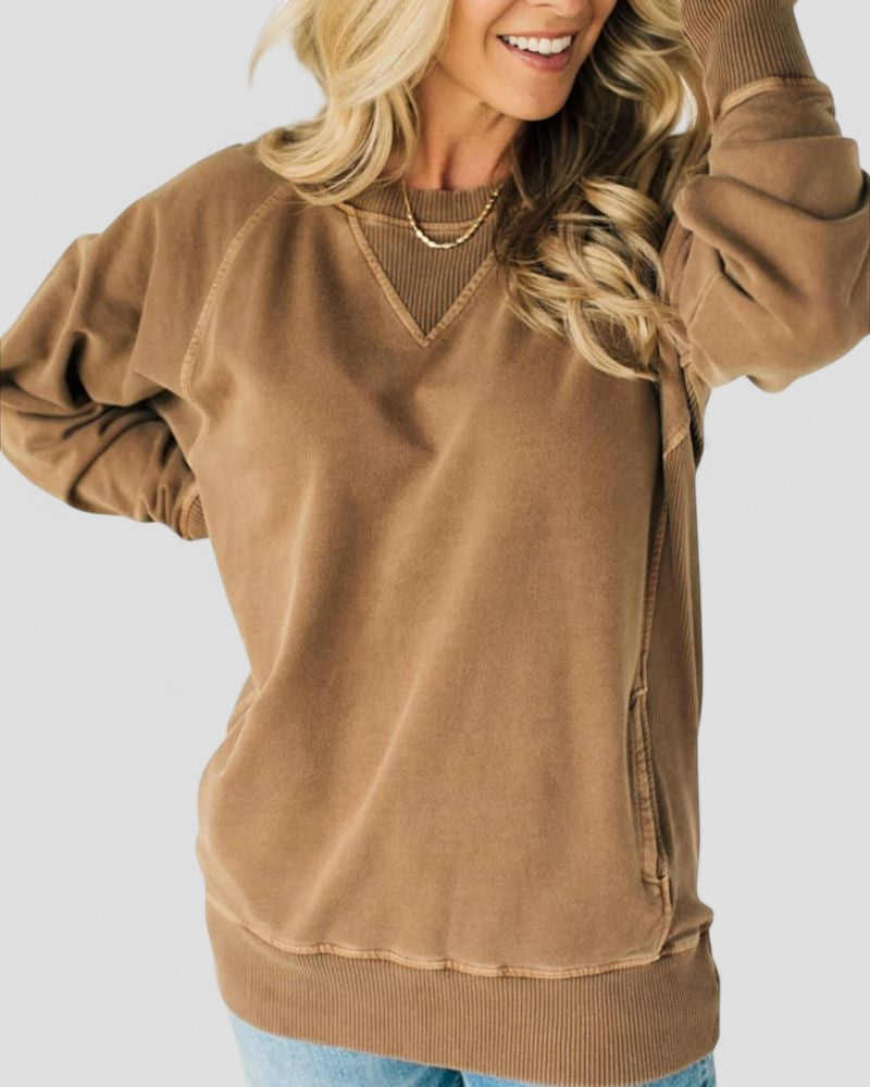 Getextureerde pullover trui met zakken