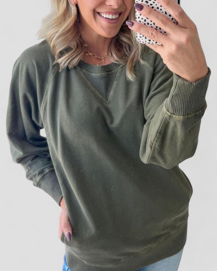 Getextureerde pullover trui met zakken