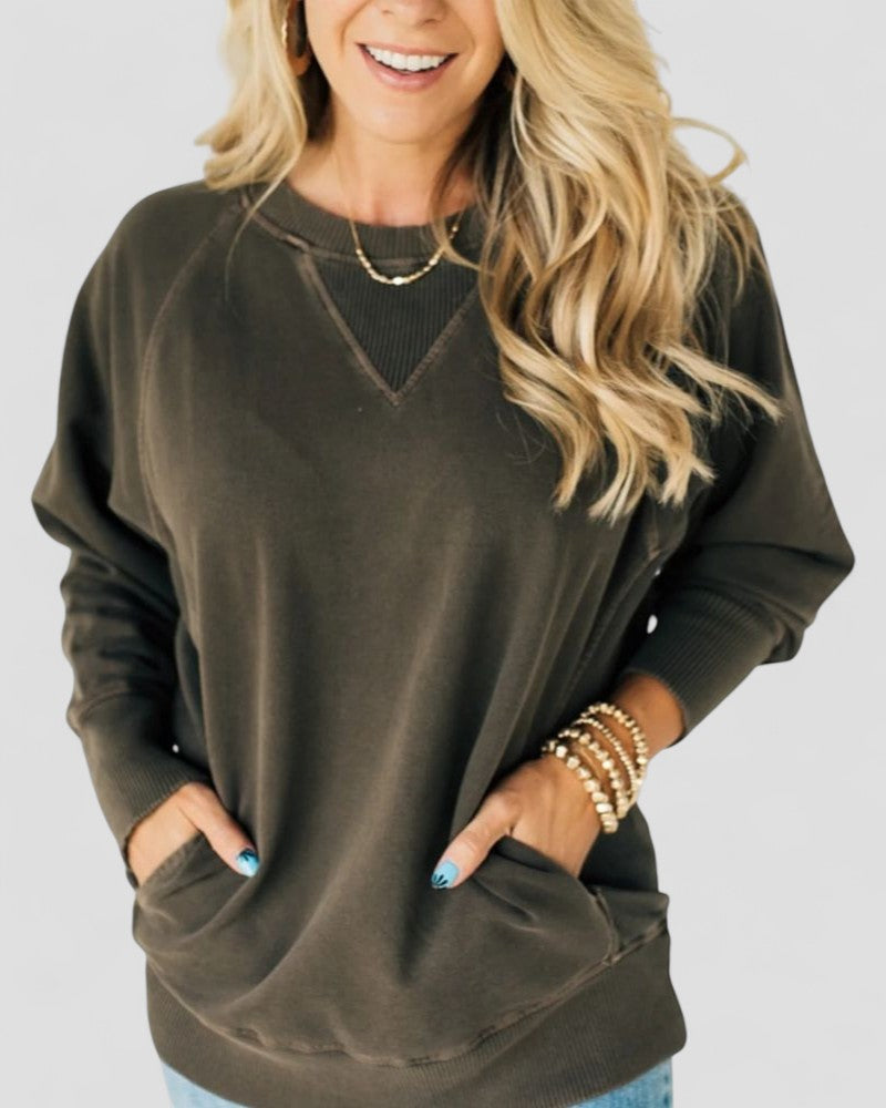 Getextureerde pullover trui met zakken