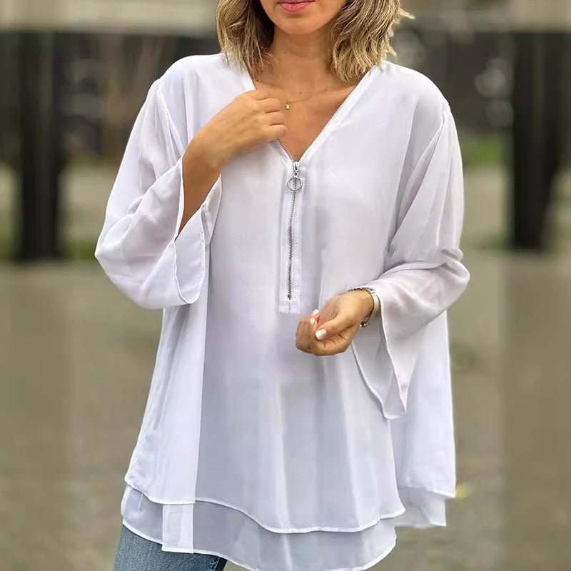 Luchtige Chiffon Blouse met Rits