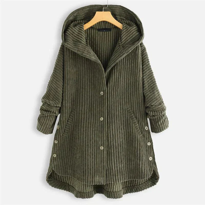 Geribbelde winterjas met capuchon voor dames
