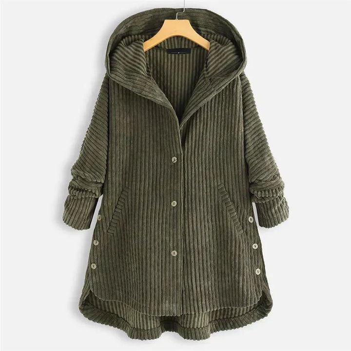 Geribbelde winterjas met capuchon voor dames