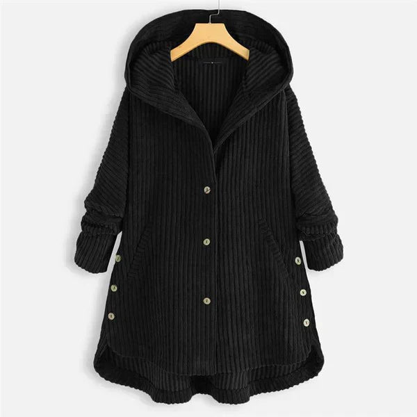 Geribbelde winterjas met capuchon voor dames