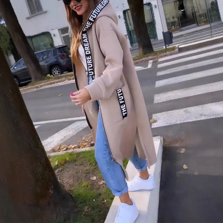 Elegante Long Hooded Sweatershirt