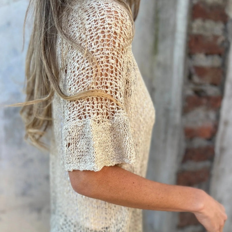 Casual Effen Gebreide Top met Knoop voor Dames