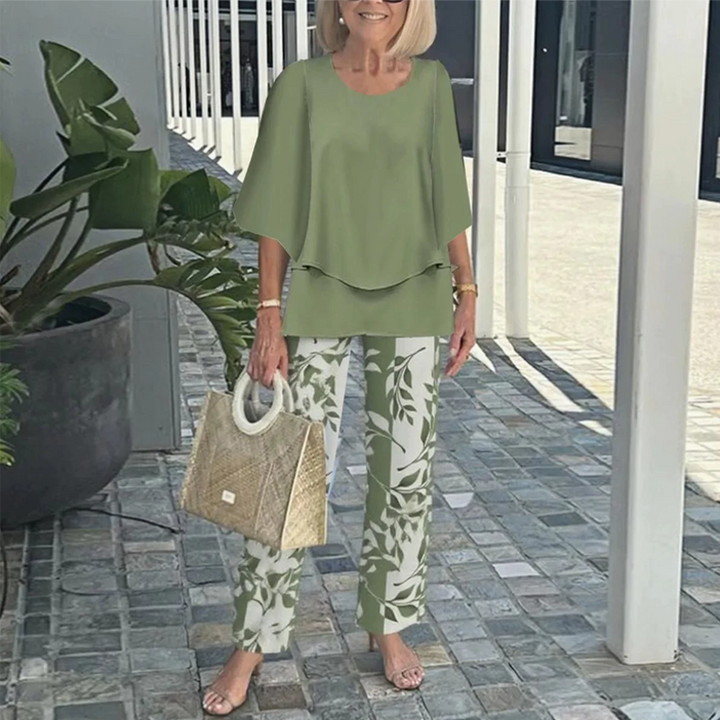 Bedrukte broek en top 2-delige set