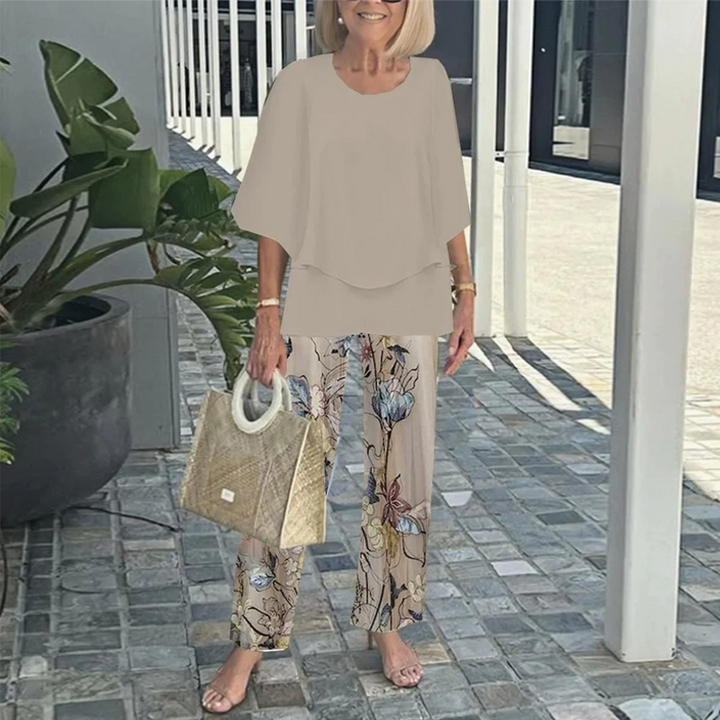 Bedrukte broek en top 2-delige set