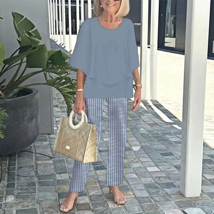 Bedrukte broek en top 2-delige set