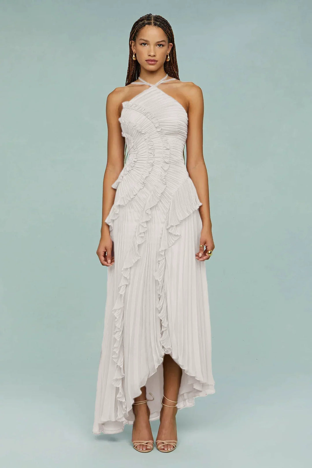 Slimming Pleated Chiffon Dress – Flowy Favoriet voor Coastal Getaways